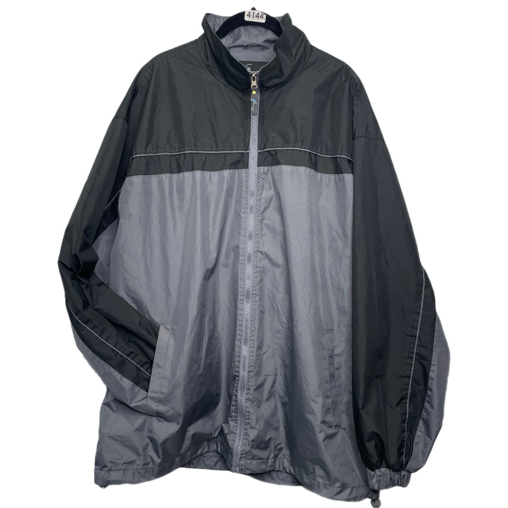 i5 Apparel Mens XL Black Gray Colorblock Zip Up Windbreaker Jacket EUC